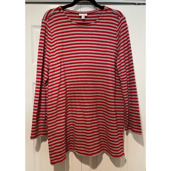 J Jill Womens Oversized Striped Tunic Top Size L Casual Mature Lagenlook Staple - Picture 1 of 10